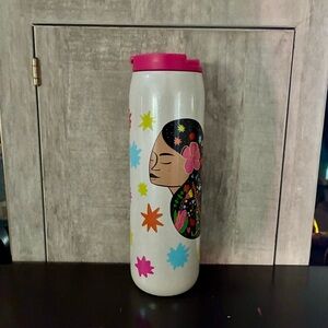 Starbucks 2023 Manuela Guillén White Glitter Stainless Steel 16oz Tumbler
